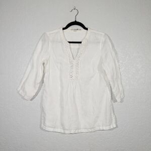 Boden White Blouse with Crochet Detail